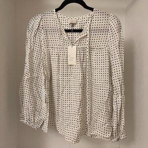 New with Tags! White Blouse with Black Dots by a new day